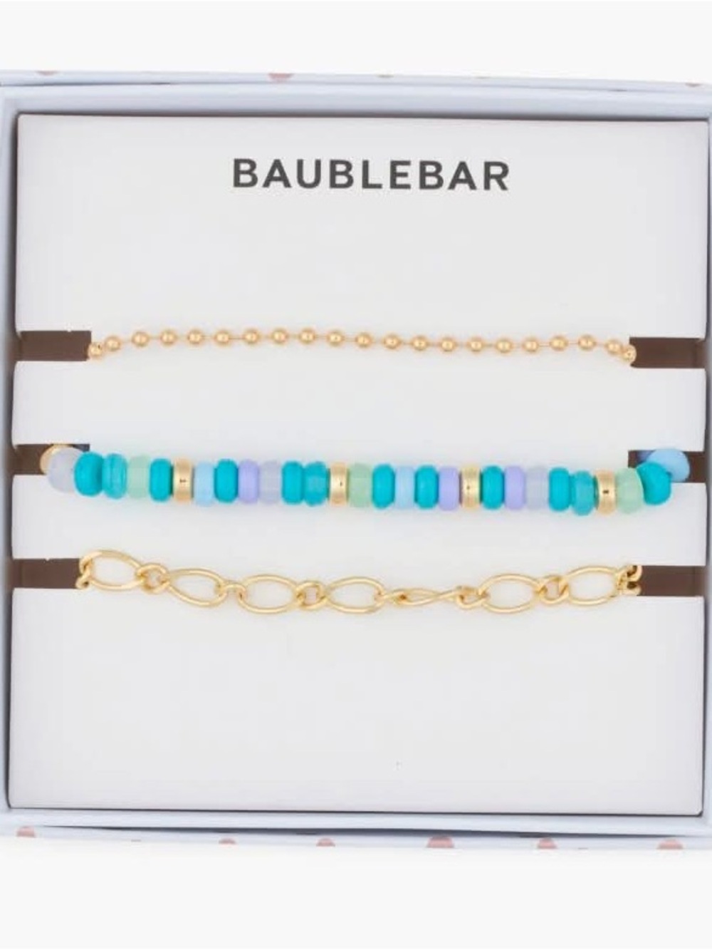 NWOT BaubleBar Arm Party Set of 3 Beaded & Chain Bracelets MRSP $68